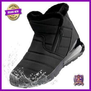 Wide Width Waterproof Snow Boots Fur Lined Slip On Ankle Booties